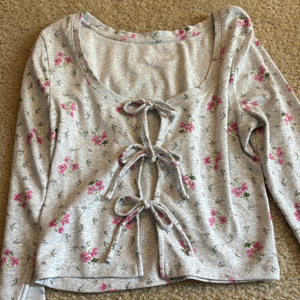 Floral Tie-Front Women's Aerie Top